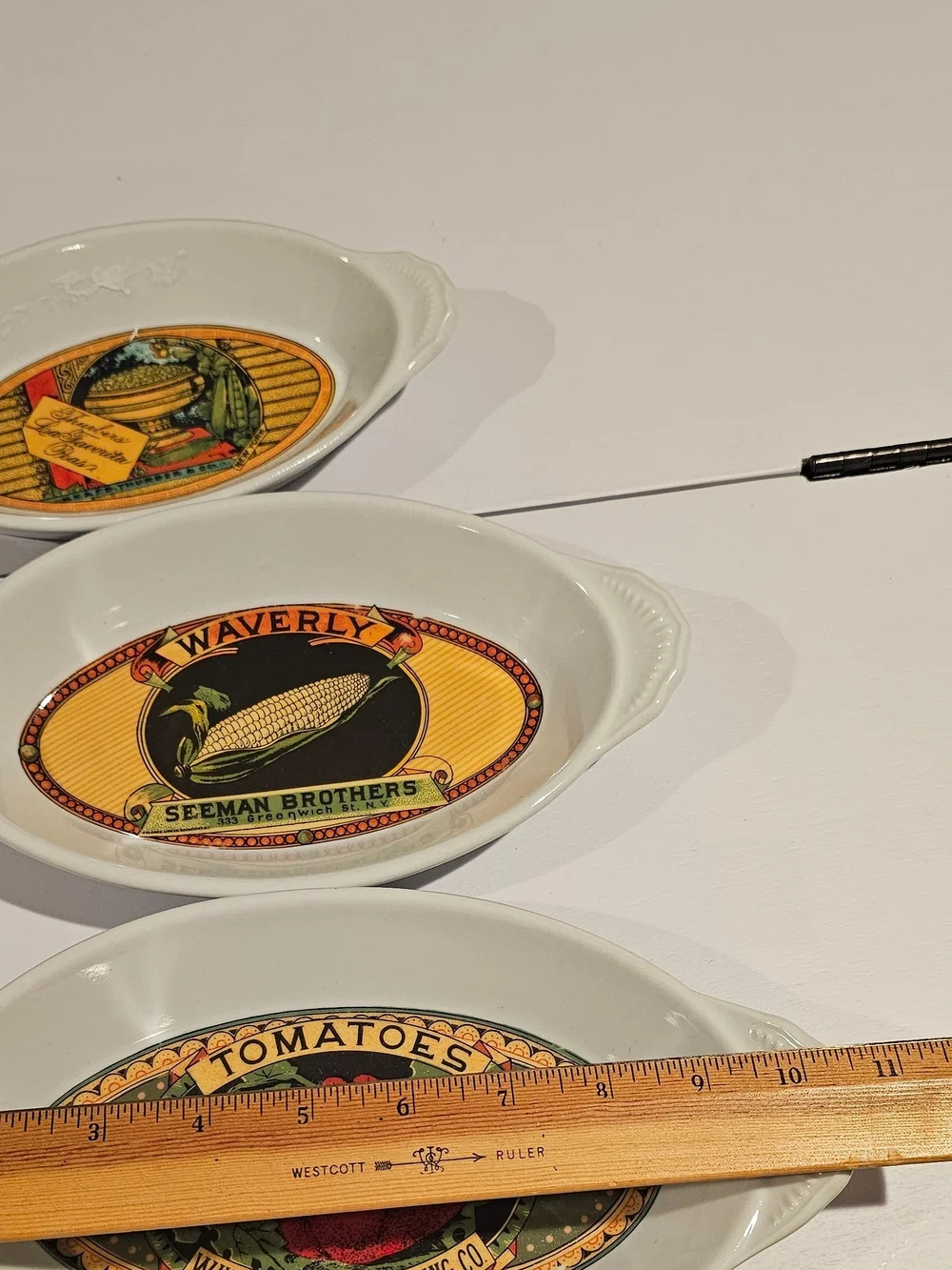 Waverly White Serving Plate with Yellow and Green Center Medallion By Seymour Ma